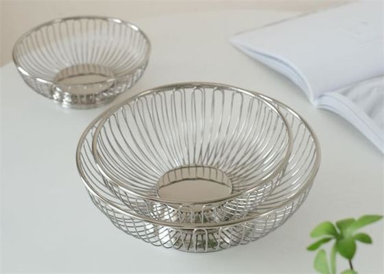 Un buon prezzo. Moderno 20cm Acciaio Inossidabile Wire Basket Decorativo Stile Pane Metallo Frutta Vegetale Bowl in linea