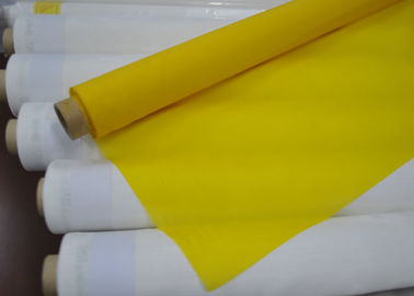 Un buon prezzo. Panno di bullonatura di seta del poliestere basso di allungamento per stampa dello schermo, colore giallo/bianco in linea