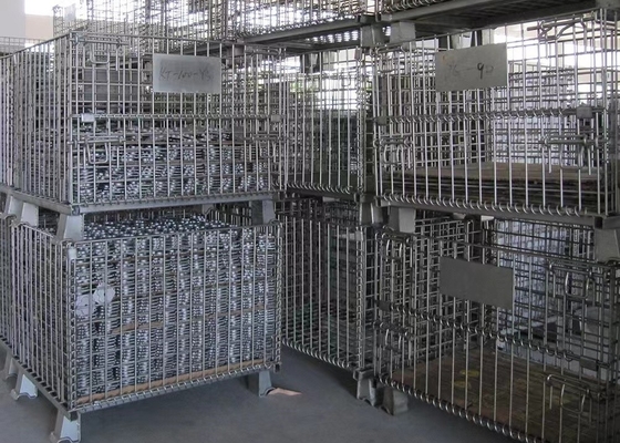 Un buon prezzo. logistica di stoccaggio metallo gabbia di basket filo di stoccaggio metallo ferro galleggiante carrello gabbia pieghevole filo di stoccaggio gabbia in linea