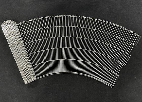 304 Stainless Steel Ladder Link Wire Mesh Flat Flex Conveyor Belts per trasportatore a curva