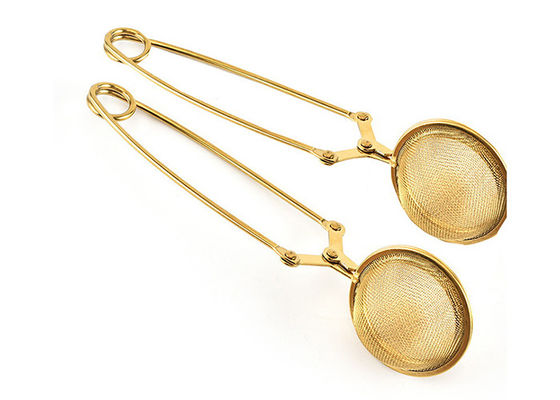 filtro d'argento della palla di tè di acciaio inossidabile dell'oro di 150x50mm con la maniglia lunga